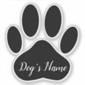 Dog Paw Print With Custom Name Personalized Sticker (Voorkant)