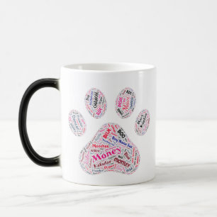 Dog Paw Print Word Art Magische Mok