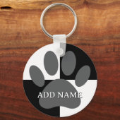 Dog Paw Print Zwart-wit Custom Sleutelhanger (Achterkant)