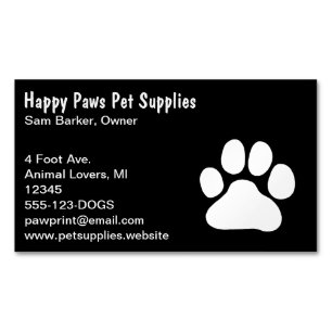 Dog Paw Print Zwart wit Pet Care Magnetisch Visitekaartje