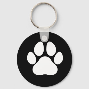 Dog Paw Print Zwart-wit Sleutelhanger