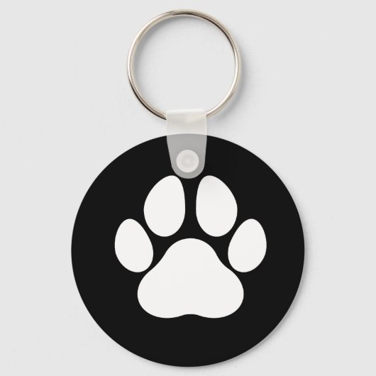 Dog Paw Print Zwart-wit Sleutelhanger (Voorkant)