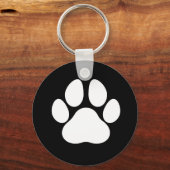 Dog Paw Print Zwart-wit Sleutelhanger (Voorkant)