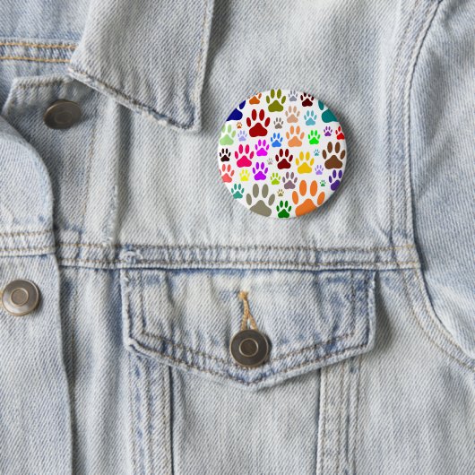 Dog Paw Prints All Over Ronde Button 5,7 Cm (In situ)