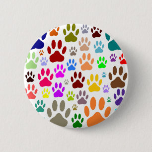 Dog Paw Prints All Over Ronde Button 5,7 Cm