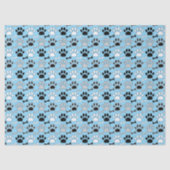 Dog Paw Prints and Bones Pattern Blue Tissuepapier (Voorkant)