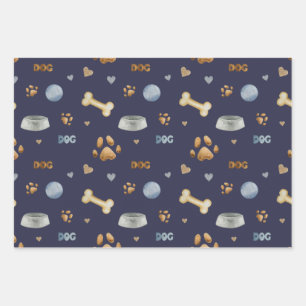 Dog Paw Prints and Botten Cute Inpakpapier Vel