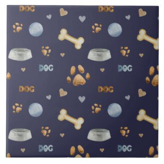 Dog Paw Prints and Botten Cute Tegeltje