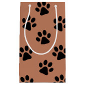 Dog Paw Prints Brown Klein Cadeauzakje (Voorkant)