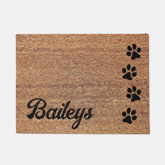 Dog Paw Prints Gepersonaliseerde Vloer Ingang Deur Deurmat (Voorkant)