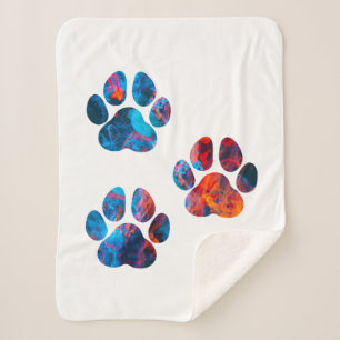 Dog Paw Prints - Inkt in water Sherpa Deken