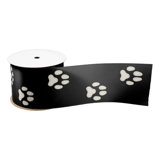 Dog Paw Prints Lopen op Zwart 3" Lint (Spoel)