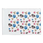 Dog Paw Prints Paar van Kussensloop Standaard Maat (Achterkant-Rechts)