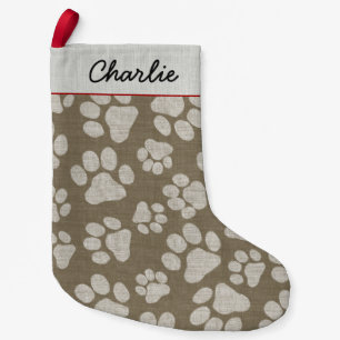 Dog Paw Prints Pattern Cute Custom Pet Lover Kleine Kerstsok