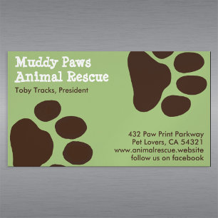 Dog Paw Prints - Pet Services Visitekaartje Magneet