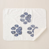 Dog Paw Prints - Portugese tegels Sherpa Deken (Voorkant (horizontaal))
