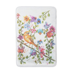 DOG PAW PRINTS YELLOW BIRD BADMAT