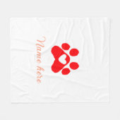 Dog paw red heart pet add name text animal paw fleece deken (Voorkant (Horizontaal))