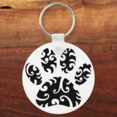 Dog Paw Tattoo Tribal Print Sleutelhanger (Voorkant)