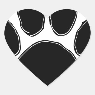 Dog Paw-tekening in zwart Hart Sticker
