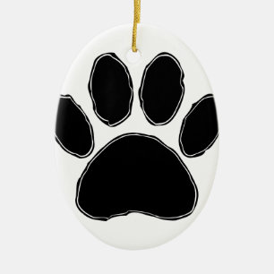 Dog Paw-tekening in zwart Keramisch Ornament