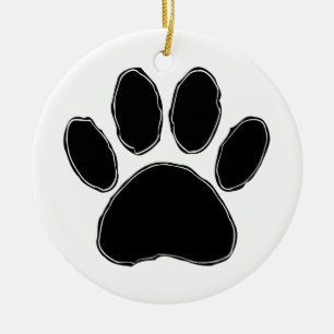 Dog Paw-tekening in zwart Keramisch Ornament