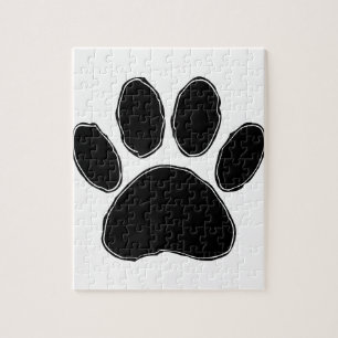 Dog Paw-tekening in zwart Legpuzzel