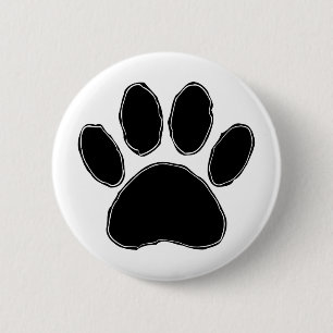 Dog Paw-tekening in zwart Ronde Button 5,7 Cm