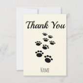 Dog Paw Tracks Custom Cream Off White Bedankkaart (Voorkant)
