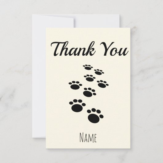 Dog Paw Tracks Custom Cream Off White Bedankkaart (Voorkant)