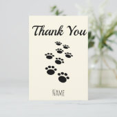 Dog Paw Tracks Custom Cream Off White Bedankkaart (Staand voorkant)
