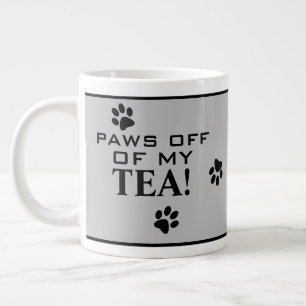 Dog Paw Typography Tea Lover's Gray Black Funny Extra Grote Beker
