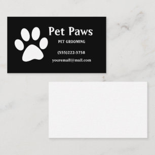 Dog Paw White Black Pet Grooming Service Busine Visitekaartje