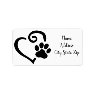 **DOG PAW WITH HEART** ÉTIQUETTES DE ADRESSE