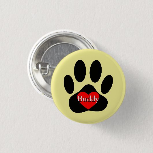 Dog Pawprint Aangepaste naam Ronde Button 3,2 Cm (Voorkant /achterkant)