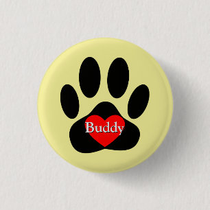Dog Pawprint Aangepaste naam Ronde Button 3,2 Cm