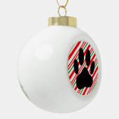 Dog Pawprint Candy Cane Keramische Bal Ornament (Links)