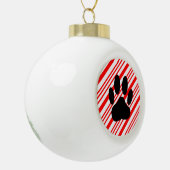 Dog Pawprint Candy Cane Keramische Bal Ornament (Links)