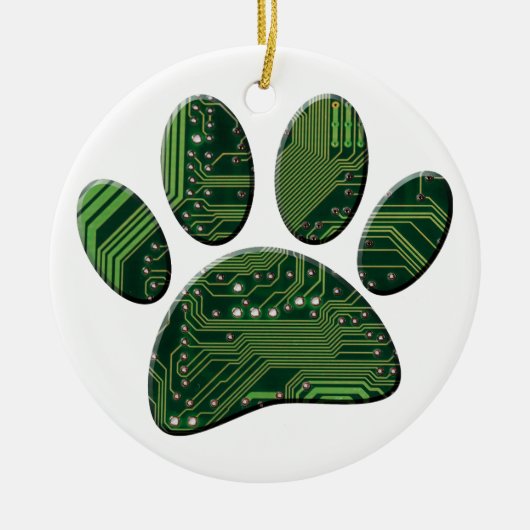 Dog Pawprint Circuit Board Keramisch Ornament (Voorkant)