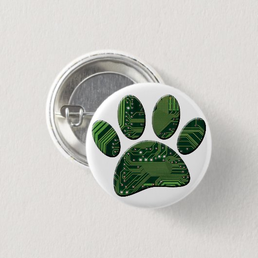 Dog Pawprint Circuit Board Ronde Button 3,2 Cm (Voorkant /achterkant)