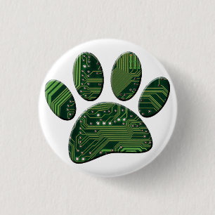 Dog Pawprint Circuit Board Ronde Button 3,2 Cm