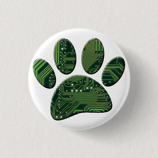 Dog Pawprint Circuit Board Ronde Button 3,2 Cm (Voorkant)