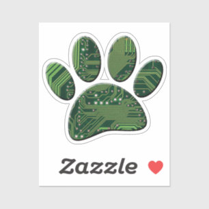 Dog Pawprint Circuit Board Sticker