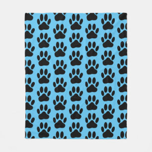 Dog Pawprint op Blue Fleece Blanket Deken
