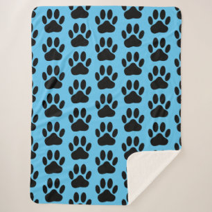 Dog Pawprint op Blue Sherpa Blanket Sherpa Deken