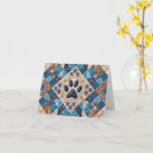 Dog Pawprint Quilt Design Note Kaart (Gele Bloem)