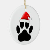 Dog Pawprint Santa Hat Keramisch Ornament (Rechts)