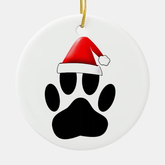 Dog Pawprint Santa Hat Keramisch Ornament (Voorkant)