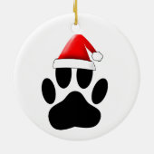 Dog Pawprint Santa Hat Keramisch Ornament (Achterkant)