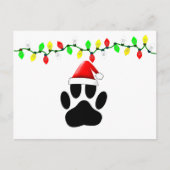 Dog Pawprint Santa Hat-kerstlampjes Feestdagenkaart (Voorkant)